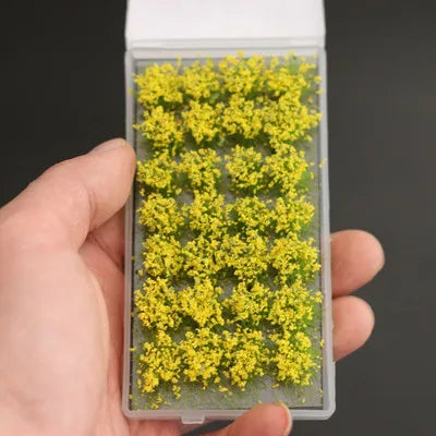 28pcs Artificial 1:35 1:87 10mm Static Grass Bush Flower Miniature Architecture Ho Scale Model for Ho Scale Train
