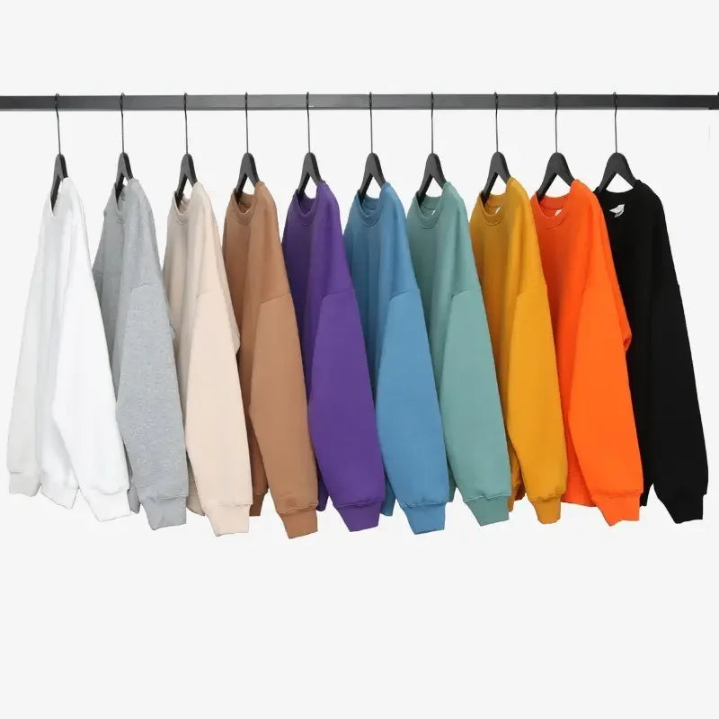 2024 Custom Men's Casual Pullover Hoodie Plain Solid Autumn Sweater With Embroidered Logo Oversize-Sizes up to 4XL