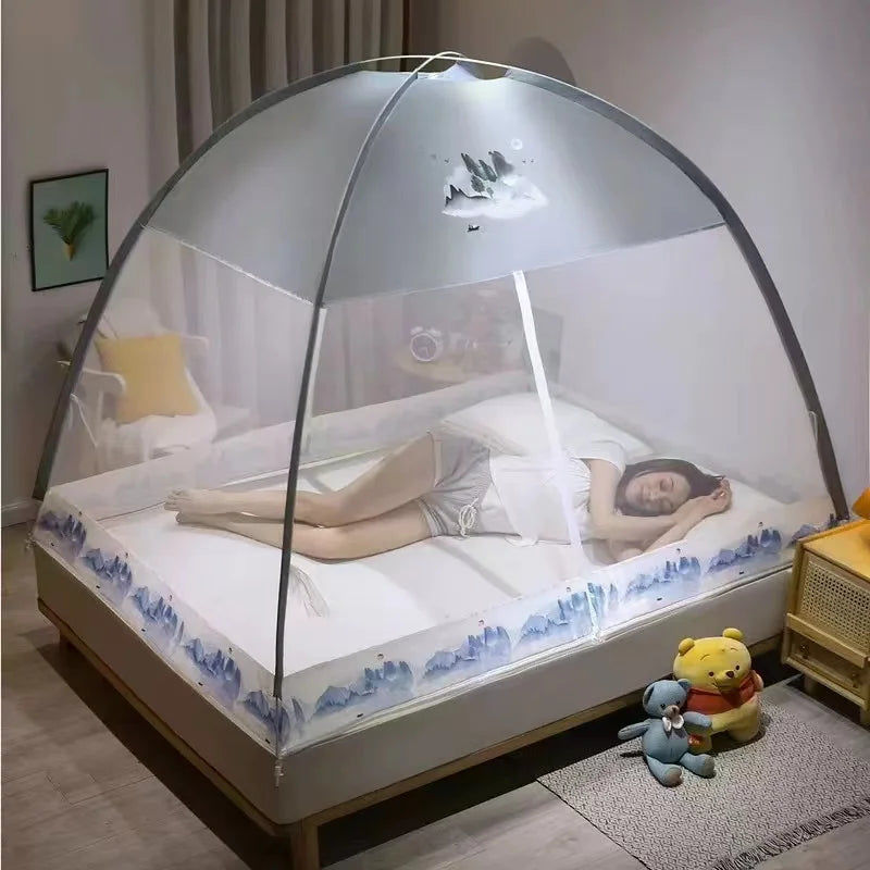 Indoor & Outdoor Twin to Queen Bed Foldable Mosquito Net Pop-Up Self-Stand Folding Mosquito Net