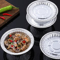 Round Disposable Take Away Carbon Baked Packaging Barbecue air Fryer Bowl Aluminum Foil Pizza Lunch Box Airline Food Container