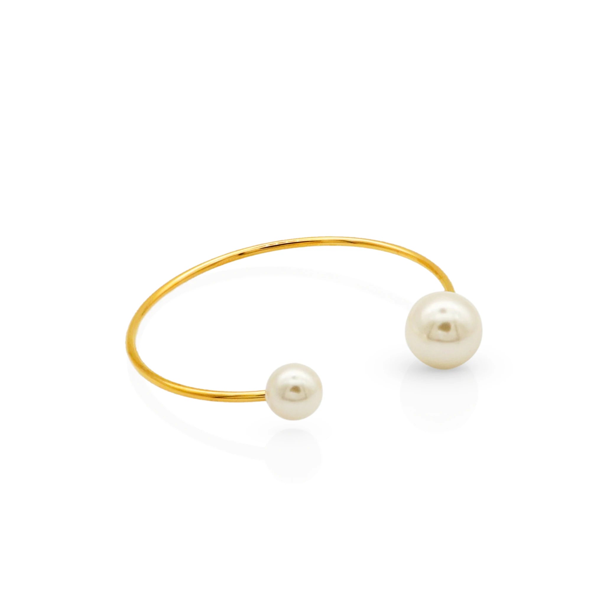 Chris April Trendy Jewelry 316L Stainless Steel PVD Gold Plated Minimalist Imitation Pearl Cuff Bracelet