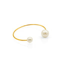 Chris April Trendy Jewelry 316L Stainless Steel PVD Gold Plated Minimalist Imitation Pearl Cuff Bracelet