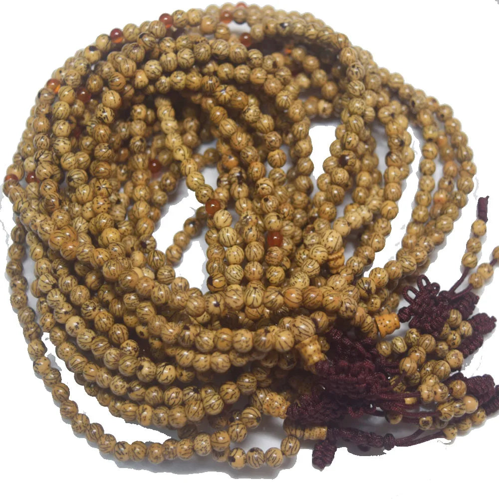 Handmade 6mm 8mm Silver Line Wire Bodhi Beads Beaded Prayer Mala Necklace Bracelet 108 Mala Yoga Meditation Jewelry