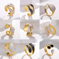 Personalize Steel Ring for Women Open Adjustable Oil Dropping Stainless Steel Wide Finger Rings