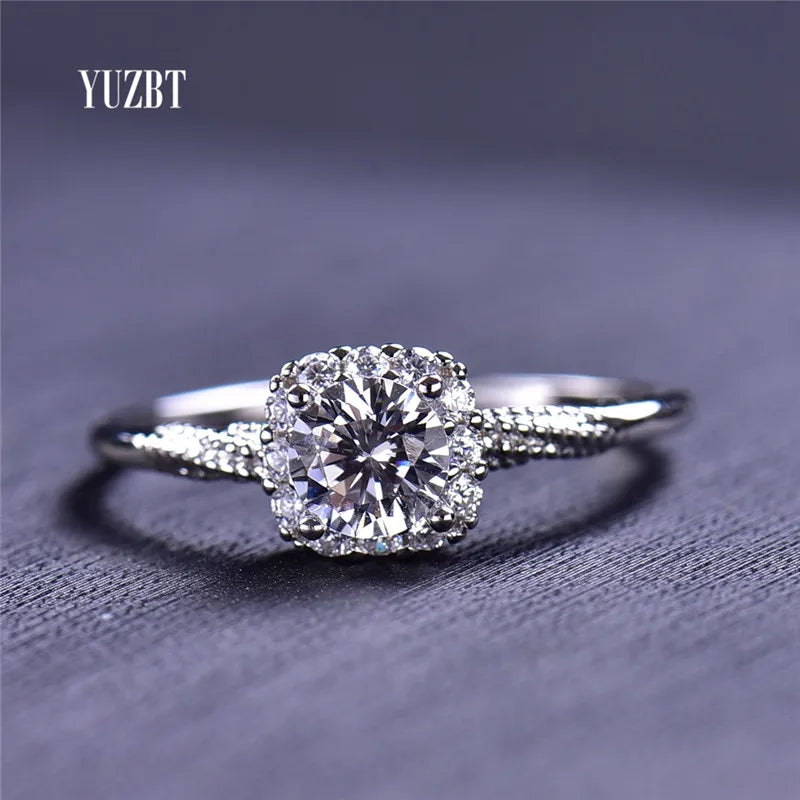 Silver 925 Original 0.5 Carat Brilliant Cut Pass Diamond Test D Color Moissanite Cushion Ring Teen Girls Wedding Fine Jewelry