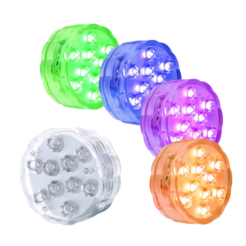 Multi-Color Waterproof Remote Control LED Puck Lights for Party Supplies & Holiday Decorations