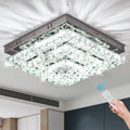 Dimmable LED Ceiling Light with Remote Control Square Crystal for Bedroom or Home Office for Surface Mounting