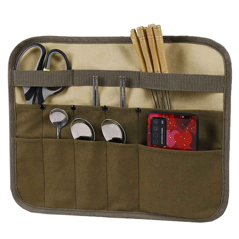 Portable Tableware Hanging Storage Bag Chopsticks Spoon Fork Utensils Set Flatware Travel Case