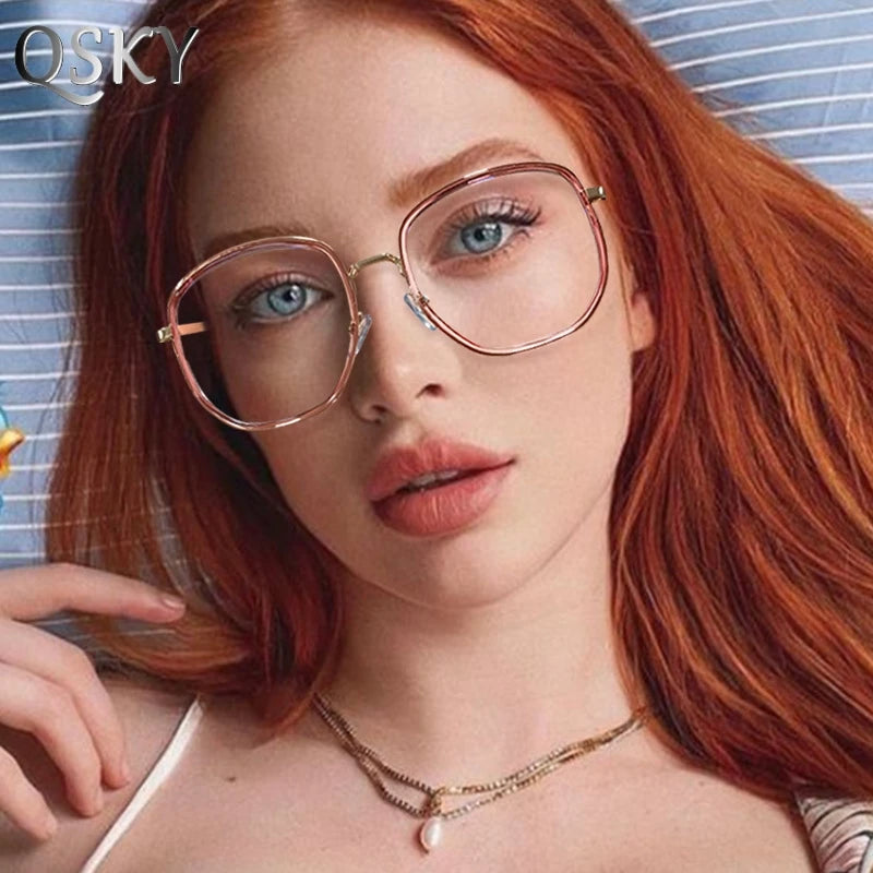 2025 New Hot Selling Fashion Eyeglasses Oversize Transparent Frame clear Lens Optical Frame Eye Blue Light Blocking Glasses