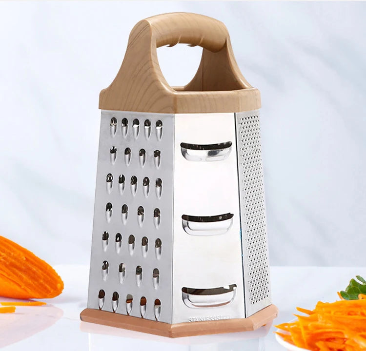 Stainless Steel Six-sided Grater Multi-function Shredder Kitchen Wire Cutter Slicer Ginger Potato Peeler Vegetable Fruit Tools
