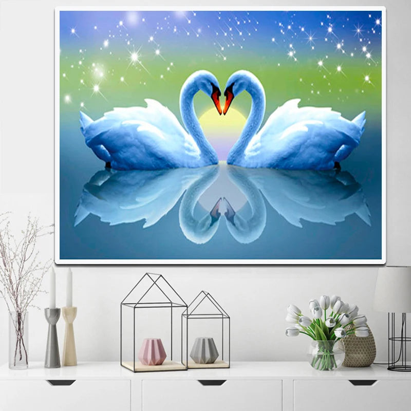 Landscape 5D Diamond Painting Full Diamond Home Decoration Square Diamond Swan Picture Handmade Crafts
