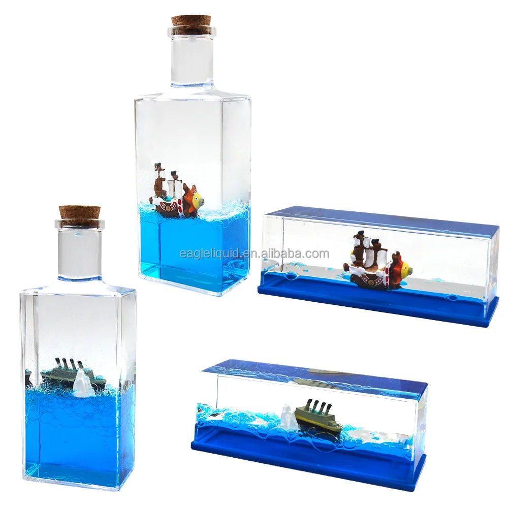 Unsinkable Boat Pirate Ship Model Toys Home Office Desktop Ornament Cruise Ship Decoration Fluid Drift Bottle