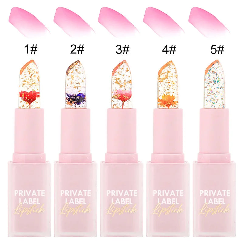 SENKA OEM Flower Color Lipstick Vendor Moisturizing Custom Logo Pink Color Changing Transparent Lipstick No Logo Wholesale
