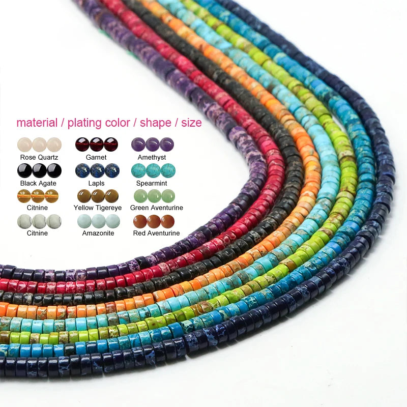 Flat Round Disc Beads Natural Stone Loose Beads Heishi Beads for Bracelet Makingv
