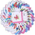 Panuelos De Mujeres Ladies 30x30cm Soft Cotton Hankies Vintage Scalloped Edge Floral Print Handkerchiefs for Wedding Decoration