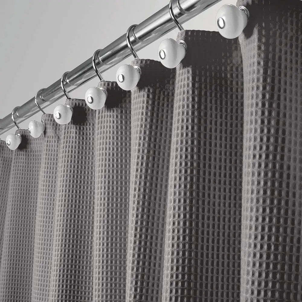 Polyester Blend Fabric Shower Curtain Waffle Weave Rustproof Metal Grommets Waterproof Bathroom Showers Curtains