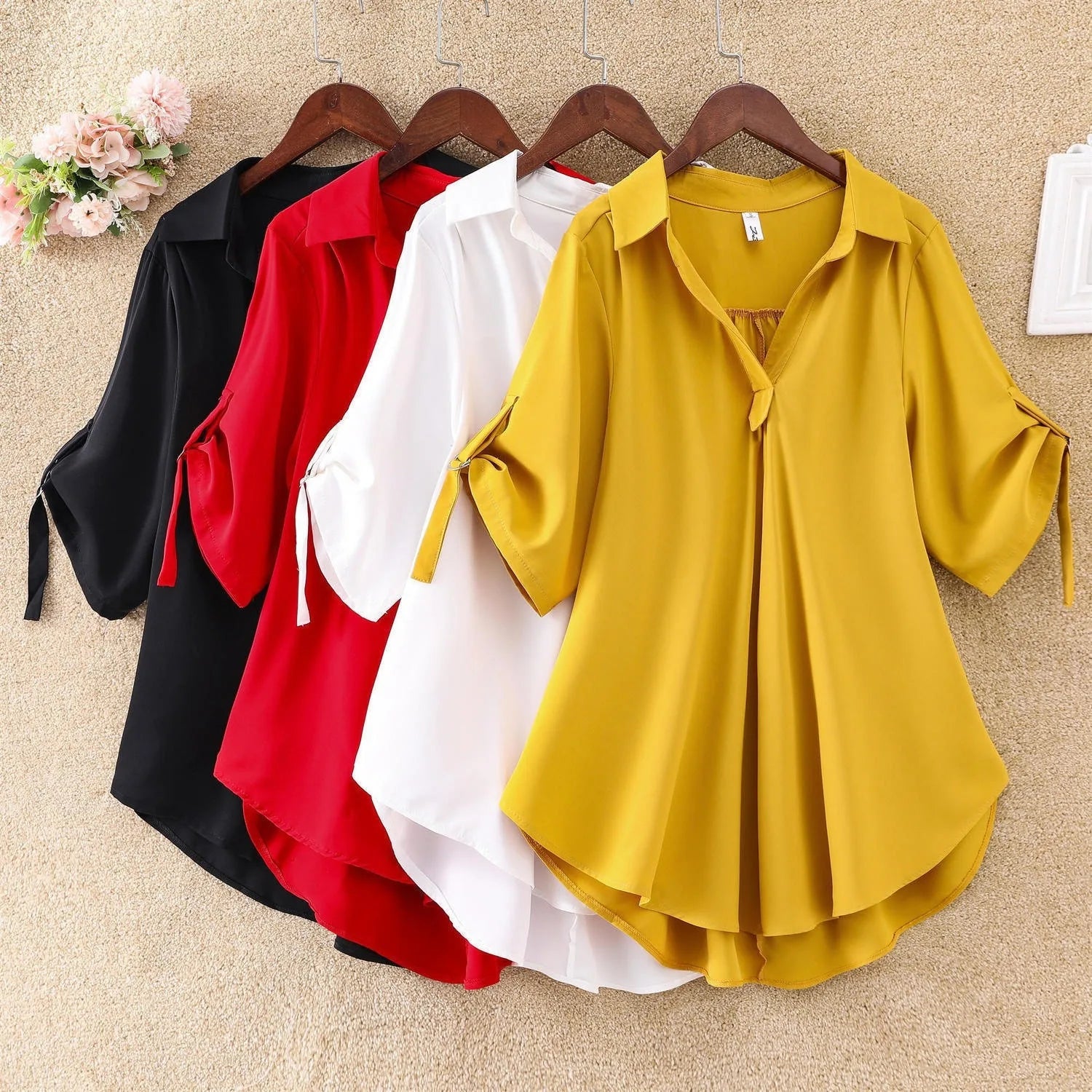 Hot Selling Fashion Casual Chiffon Blouse Long Style Plus Size Tops for Women White Loose Shirts