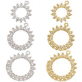 CZ8657 18K Gold Plated Brass Flower Wreath CZ Micro Pave Pendant CharmsHollow Circular Jewelry Charms for DIY Necklace