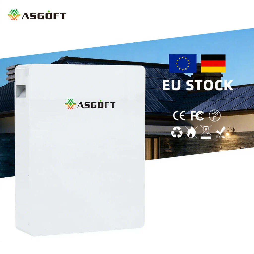 ASGOFT Solar Power Wall 5kwh 10kwh 15kwh 51.2V 100ah 200ah 300ah Lifepo4 Lithium Ion Battery Powerwall Batterie Solaire Lithium