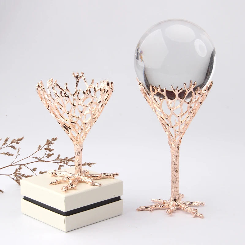 Wholesale Luxury Large Metal Flower Crystal Ball Stand Display Rack with Adjustable Height for Home & Shop Use