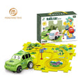 Kids Education Toy 5 PCS DIY Assembly Dinosaur Theme Sliding Track Vehicle Cartoon Mini Rail Car Adventure Puzzle Game