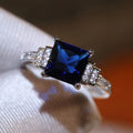 CAOSHI Square Shape Blue Stone Dainty Ring 2025 Silver Plated New Arrive Ready to Ship Plated Rings Woman Silver