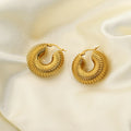 Fashion Gold Plated Jewelry Hollow Statement Chunky Hoop Earrings Stainless Steel Croissant Earring Jewelry for Women