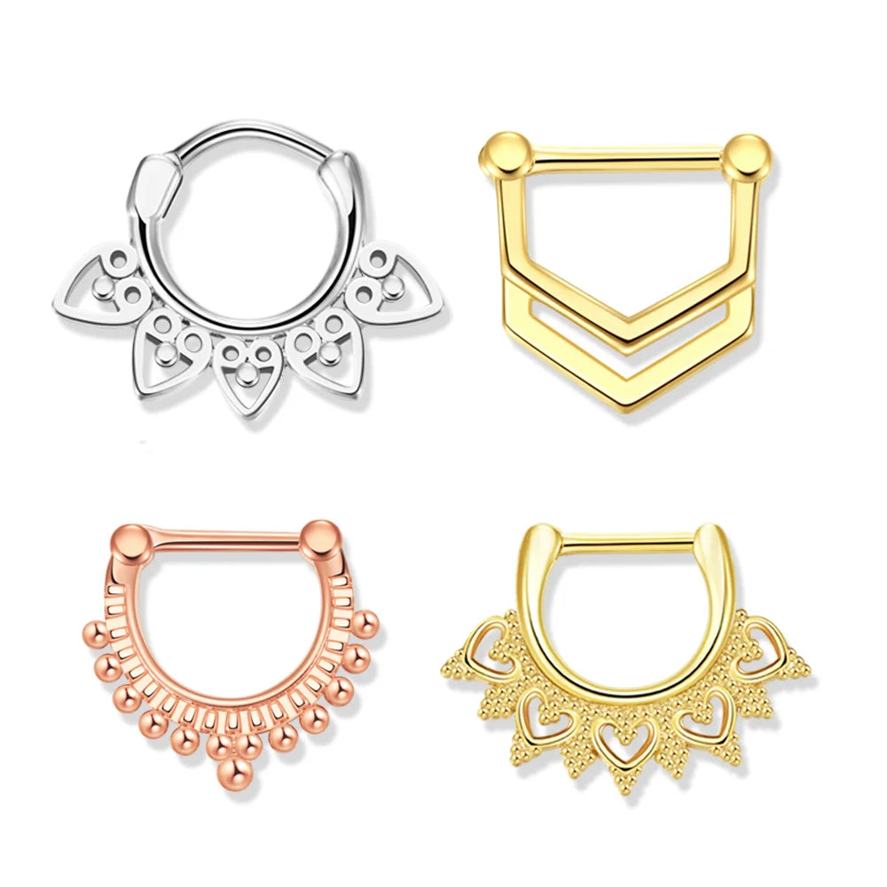 Cartoon Fancy No Surgical Ear Clicker Chains Luxury Stainless Steel Slave Piercing Kit Pakistani Crosschain Nose Ring Clicker