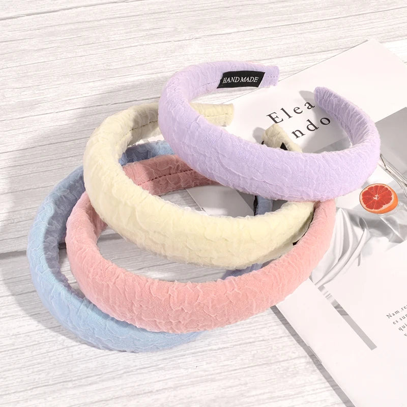 2022 New Wholesale Wrinkle Summer Surface Cool Hair Accessories Girls Colorful Hair Bands Sponge Headband