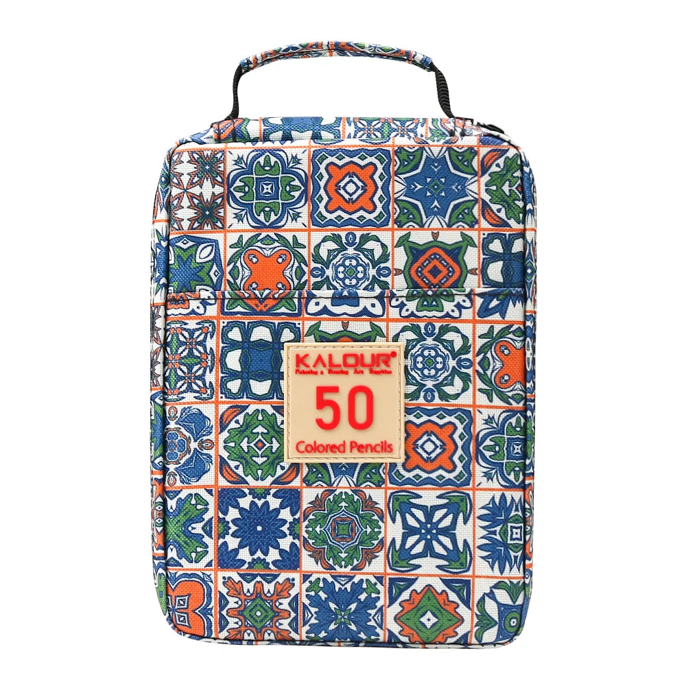 KALOUR 50 Colored Pencil Set in Zipper Nylon Bag with Soft Core Lead and Vibrant Multi Color for Sketching Painting and Coloring MegaBDM