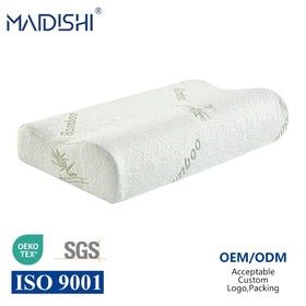 WJ-1002 Wave Bamboo Fiber Memory Foam Pillow with Slow Rebound Support for Neck Fatigue Relief Modern Bed Design Hotel and Home