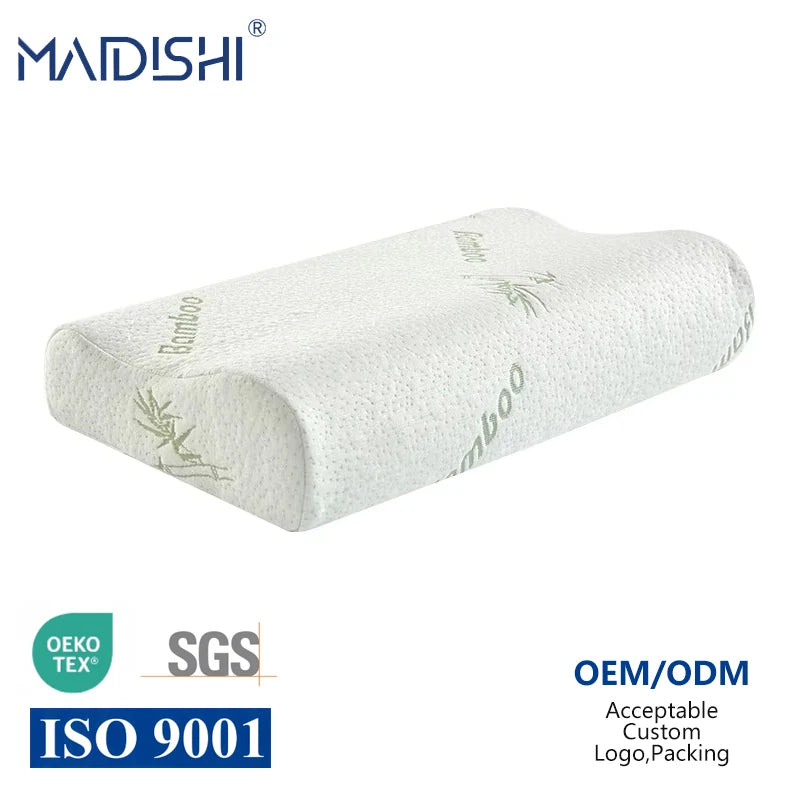 WJ-1002  Wave Bamboo Fiber Memory Foam Pillow with Slow Rebound Support for Neck Fatigue Relief Modern Bed Design Hotel and Home