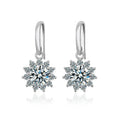 Luxury Jewelry Sunflower Drop Earrings Ladies One Carat Moissanite 925 Sterling Silver Engagement & Wedding