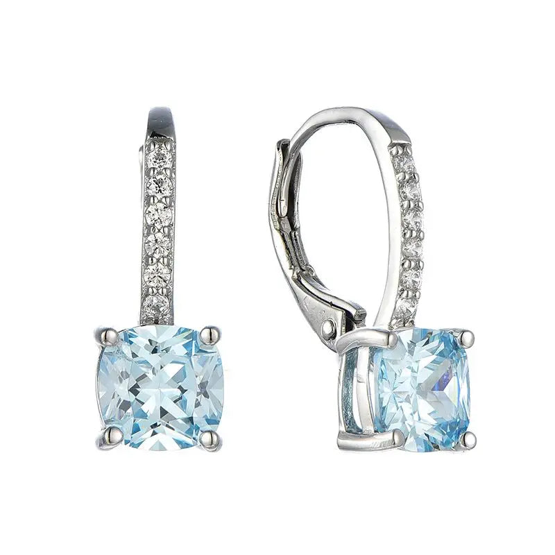 YH Jewellery Hot Selling Classical Style 925 Sterling Silver Inlay Blue Zircon Custom Color Setting Drop Earrings Jewelry