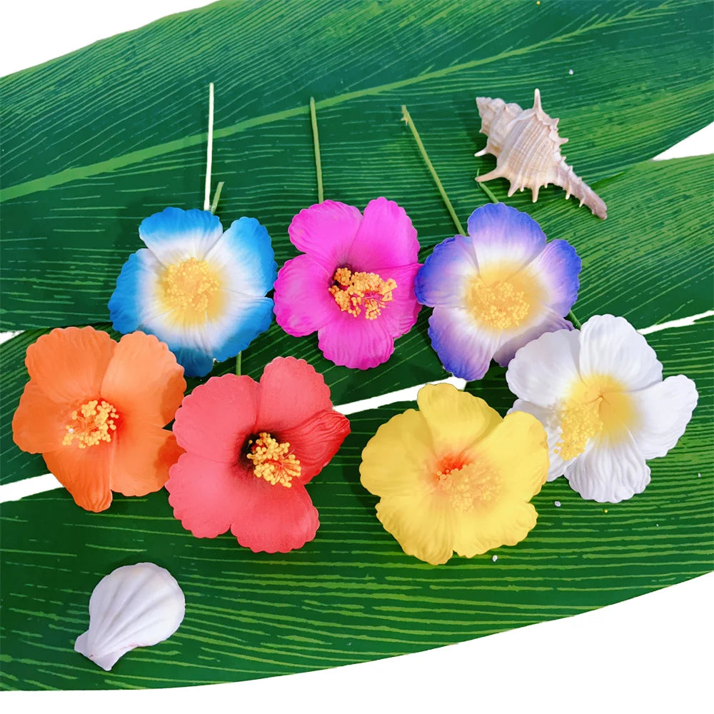 7CM Artificial Hawaii EVA Foam Hibiscus Flower Hair Pick Island Party Decorative Flower