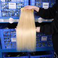 Discount Brazilian Human Hair Vendors Cuticle Aligned Blonde 613 Bone Straight Raw Virgin Hair Bundle