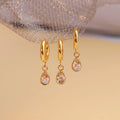 Chris April PVD 18K Gold Plated Dainty Mini Water Drop Zirconia Charm Huggie Earrings Stainless Steel Jewelry Wholesale