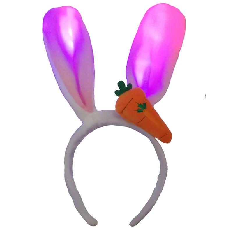 Hot Selling Flashing LED Bunny Headband with Carrot New Arrival Easter Accessory at Factory Price
