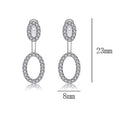 Korean Brass with Silver Plated Geometric Metal Ring Zircon Oval Hoops Dangle Drop Earrings Women Popular