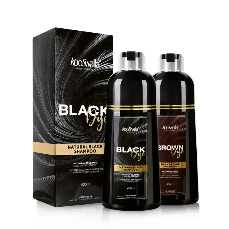 Private Label 400ml Natural Argan Oil Collagen Black Hair Shampoo 100% Cover Gray White Hair Color Dye Shampoo