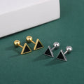 Custom Cute Silver Jewelry Unique Black Triangle S925 Sterling Silver Gold Plated Women's Wedding Party Stud Earrings