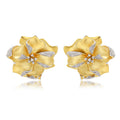 Graceful Dubai Jewelry Designer for Women 925 Silver Zircon 18k Plated Matte Big Flower Statement Earrings Stud Arabic for Lady