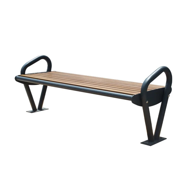 Outdoor Street Furniture Caslt Iron Feet Wpc Wood Backless Bench Seat Outside Parkpublic Garden Patio Bench Seating