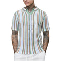 Custom Design Logo Casual Fashion Short Sleeve Striped  Cotton Knitted T-shirt Tshirt Summer Mesh Crochet Men Polo Shirts
