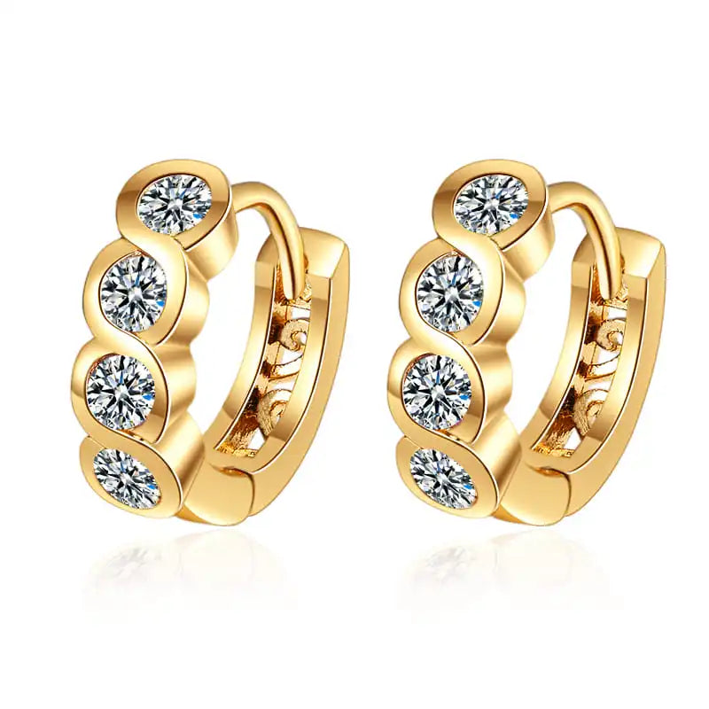 Classic Huggie Earrings Four Diamonds Eternal Sign Classical Glitter Small Hoop Earrings American Trend Pierced Jewelry