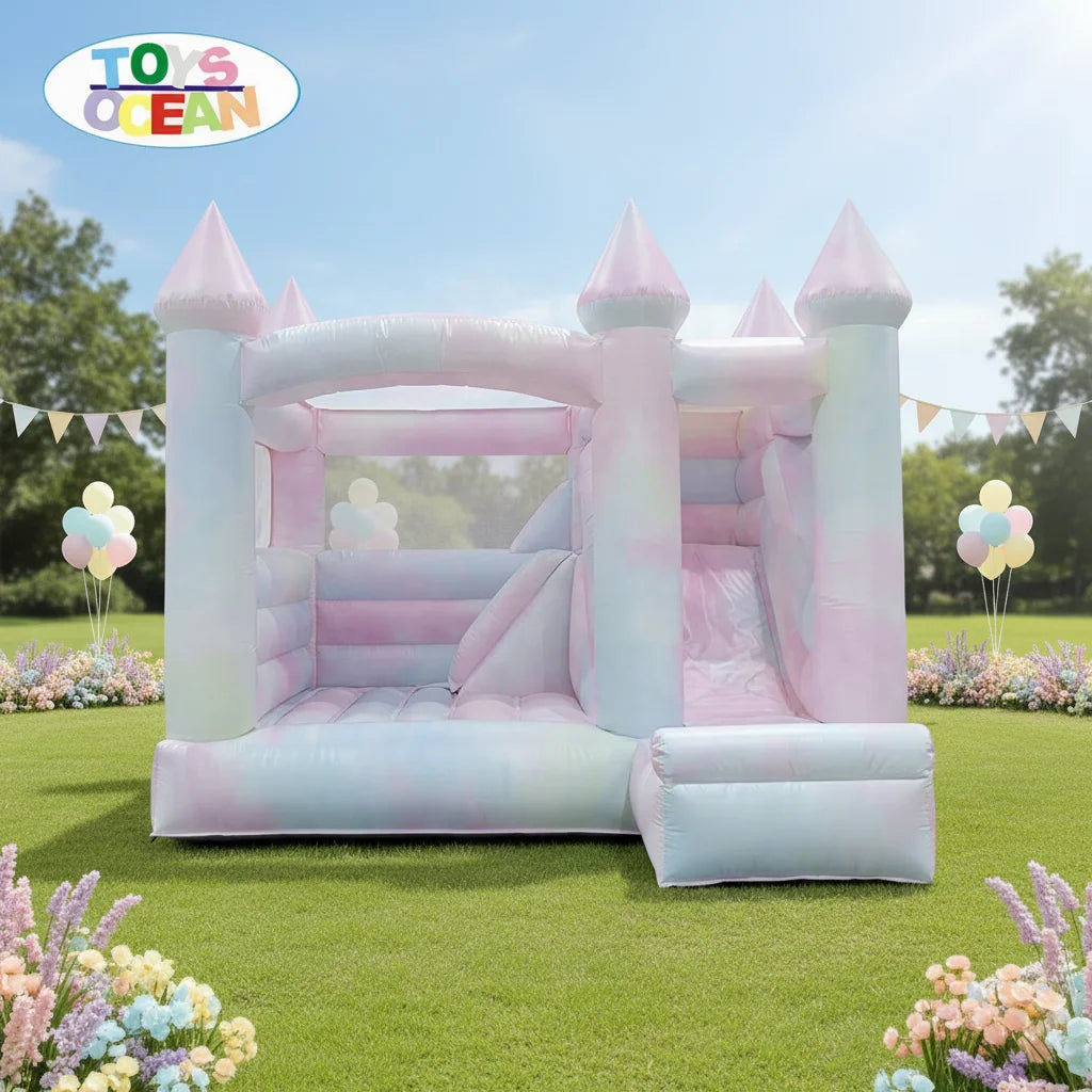 New Tie Dye Inflatable Bounce House Combo With Slides Kids Bounce Castle
