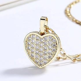 Cubic White Heat Love Shape Style Zircon Gemstone Stainless Steel Pendant Necklace Fine Jewelry for Women