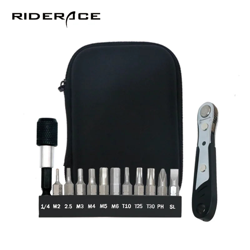 RIDERACE Ratchet Wrench Tools Kit 10 in 1 Multitool Wrench for Bike Repair Tools Hex Key Wrench MTB Road Cycling Bike Tool Set