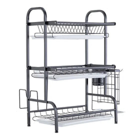 Dish Drainer Sink Drying Holder Utensil Storage Organizer Kitchen Rack Shelf Multifunction Stainless Steel Plate Dish Rack