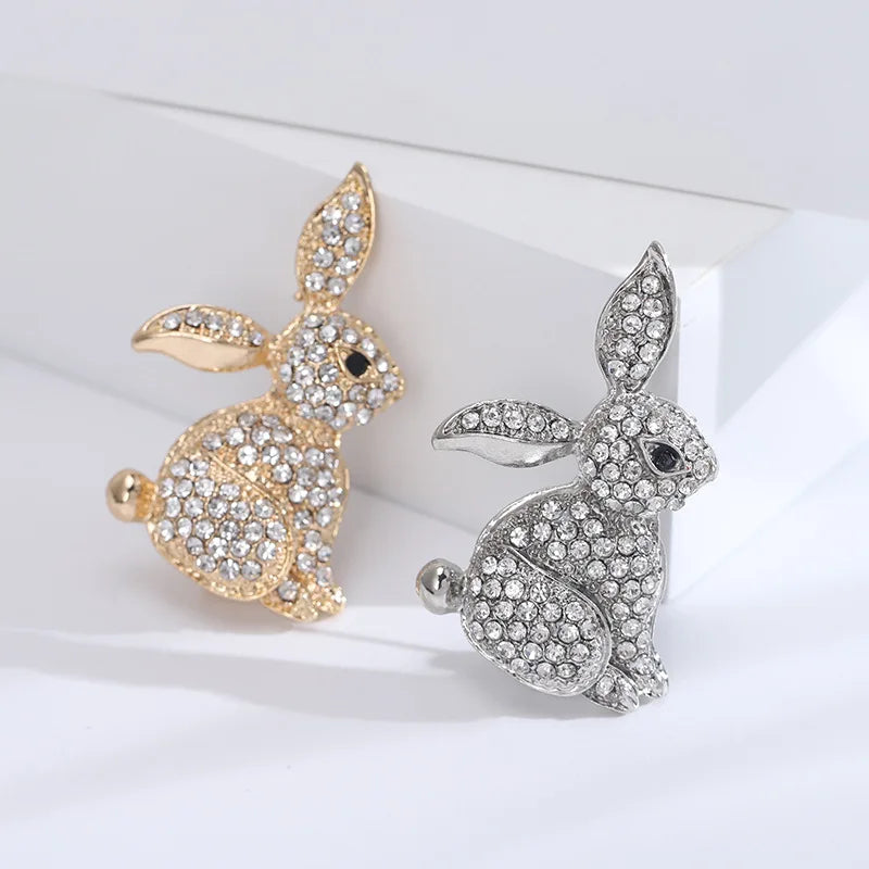 2023 Fashion Easter Jewelry Accessories Rhinestone Rabbit Brooch Pins for Easter Decoration